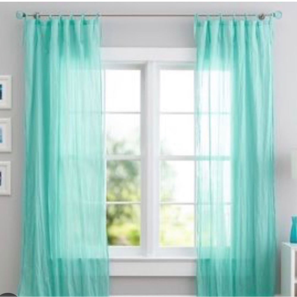 Teal twisted curtain